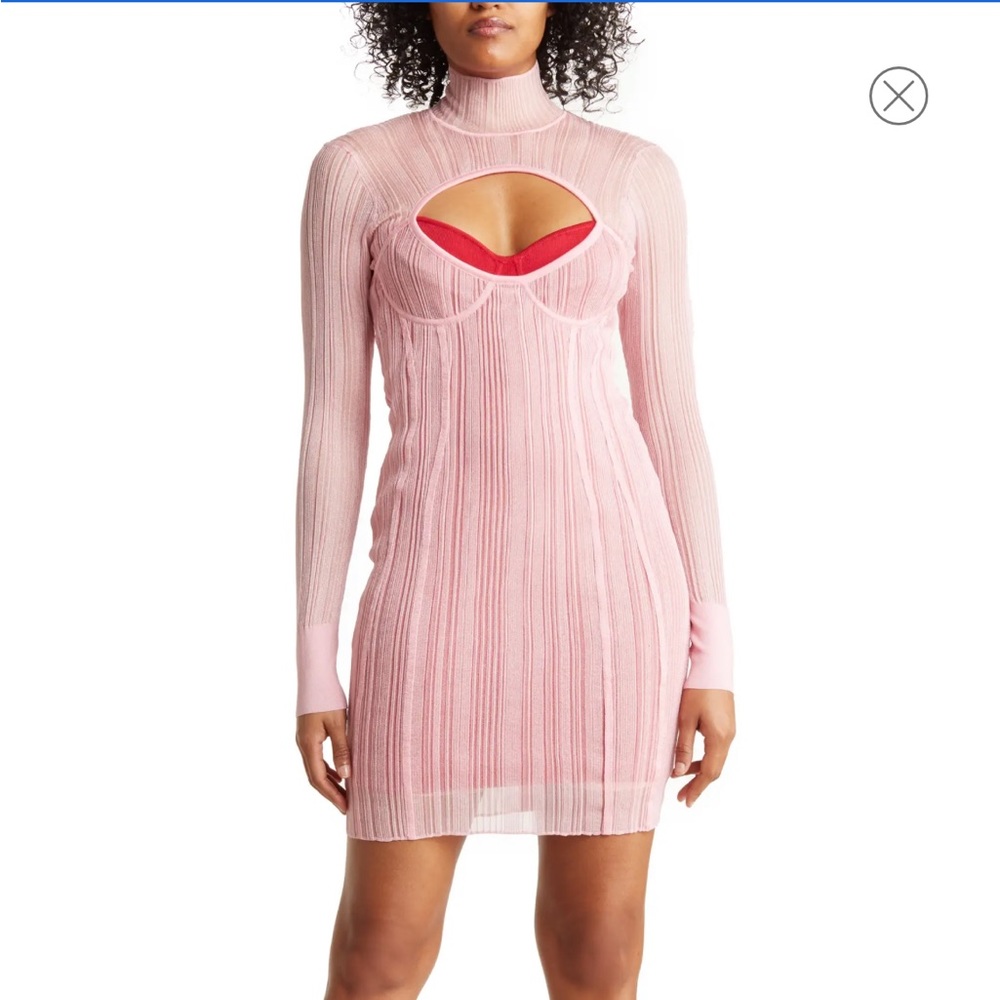 Layered Sheer Ribbed Bandage Dress by Herve Leger